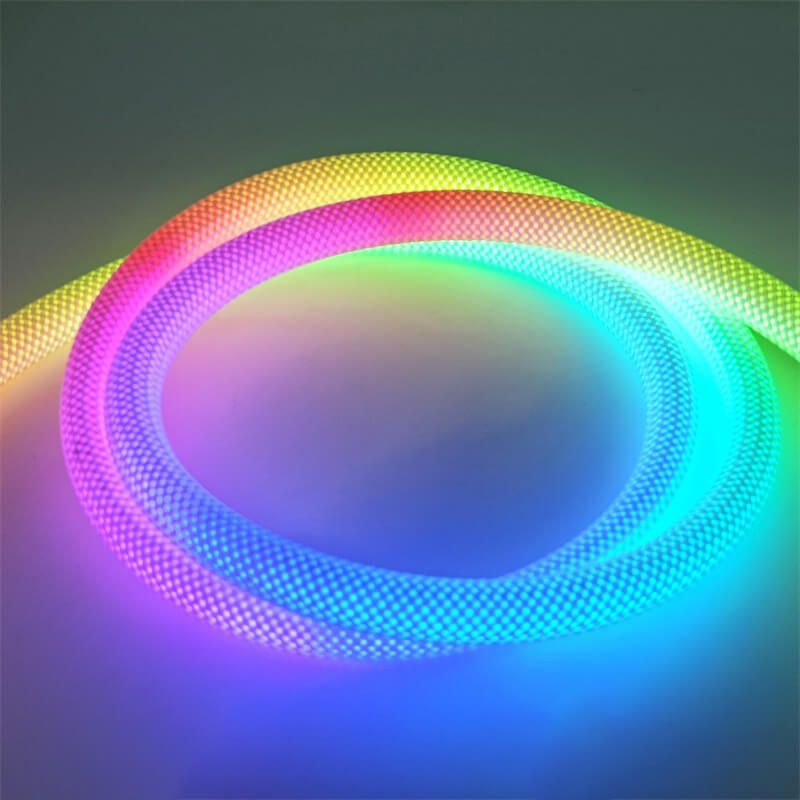 幻彩圓形編織燈帶外置尼龍網內置IP67硅膠霓虹360度發光燈帶 - 3
