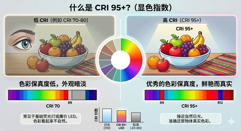 什么是 CRI 95+？為什么它是商業照明的“金標”？