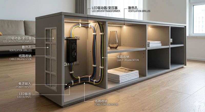 燈帶變壓器藏哪？5個美觀又散熱的方案